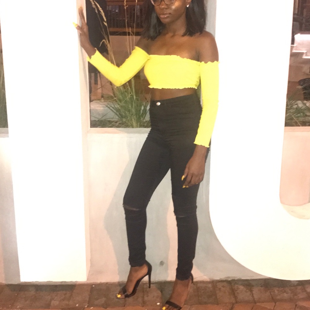 yellow long sleeved bralette